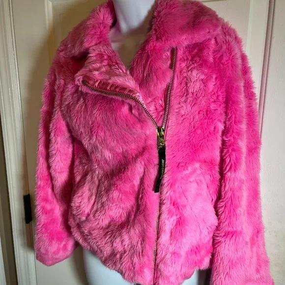 NWT Gorgeous Juicy Couture Faux Fur Hot Pink Coat XS - Picture 9 of 12